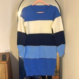 NWT Blue White Gold Detail Sweater Dress